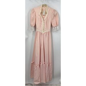 Gunne Sax by Jessica McClintock vintage prairie maxi dress in soft blush pink 5